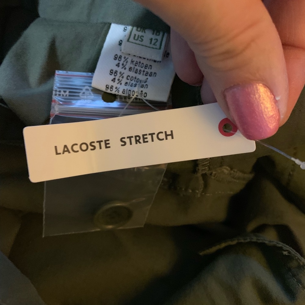 Lacoste Womens Pleated Green Khaki Shorts Size 12 - Picture 8 of 8